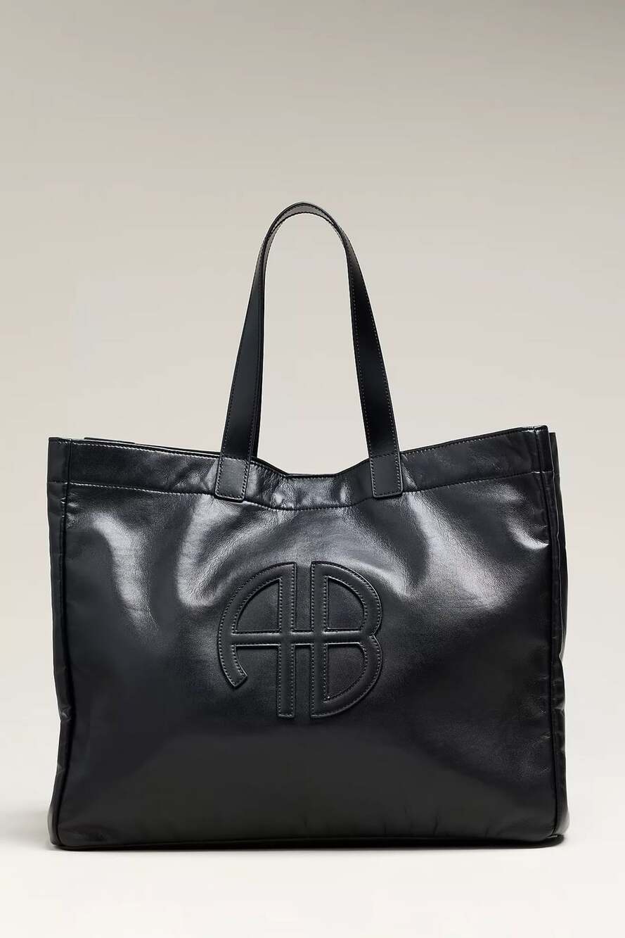 Anine Bing Large Rio Tote Bag Black Leather NWT